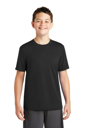 Sport-Tek Youth Tough Moisture Wicking Short Sleeve Crewneck T-Shirt - Black - Closeout