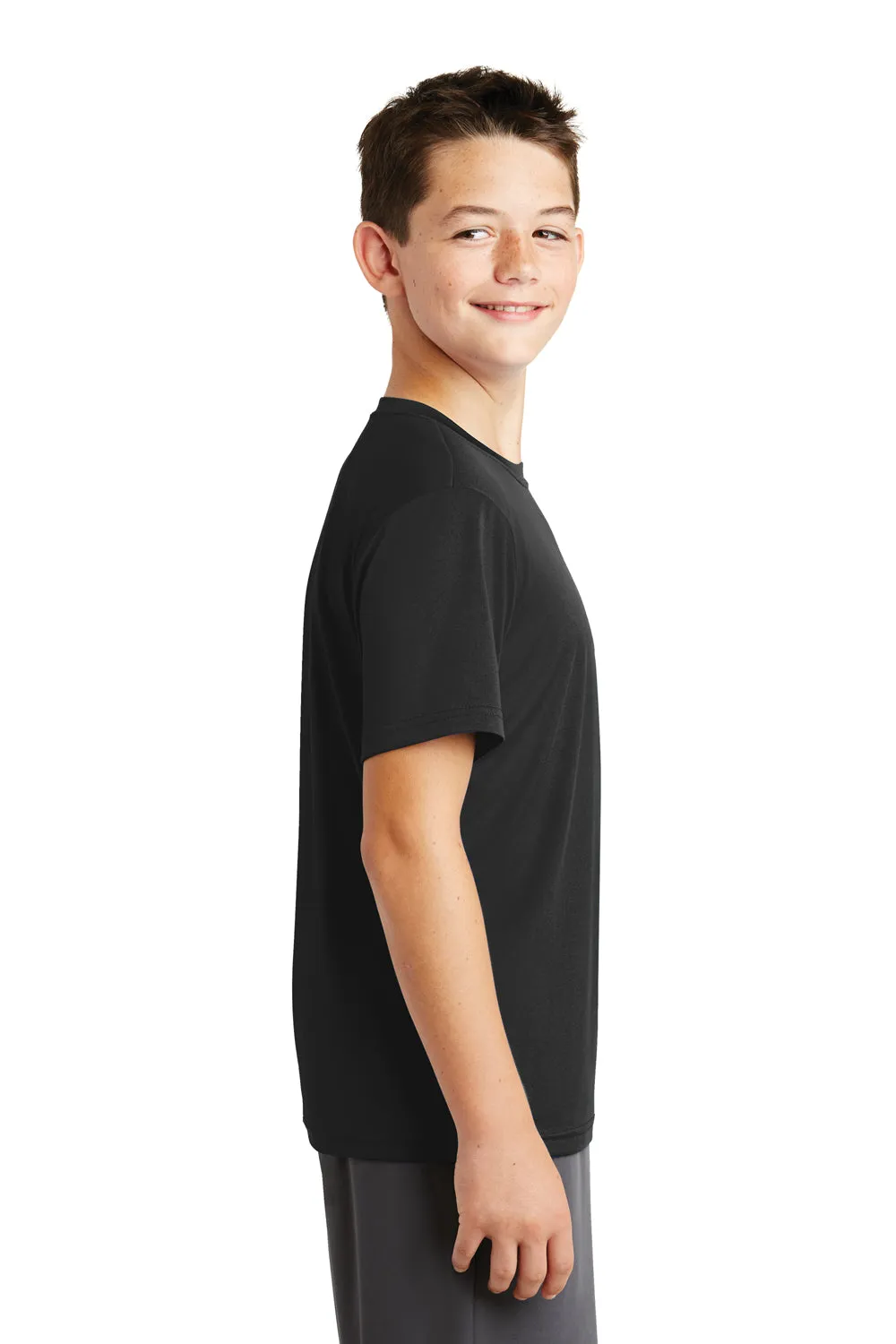 Sport-Tek Youth Tough Moisture Wicking Short Sleeve Crewneck T-Shirt - Black - Closeout