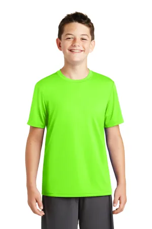 Sport-Tek Youth Tough Moisture Wicking Short Sleeve Crewneck T-Shirt - Neon Green - Closeout