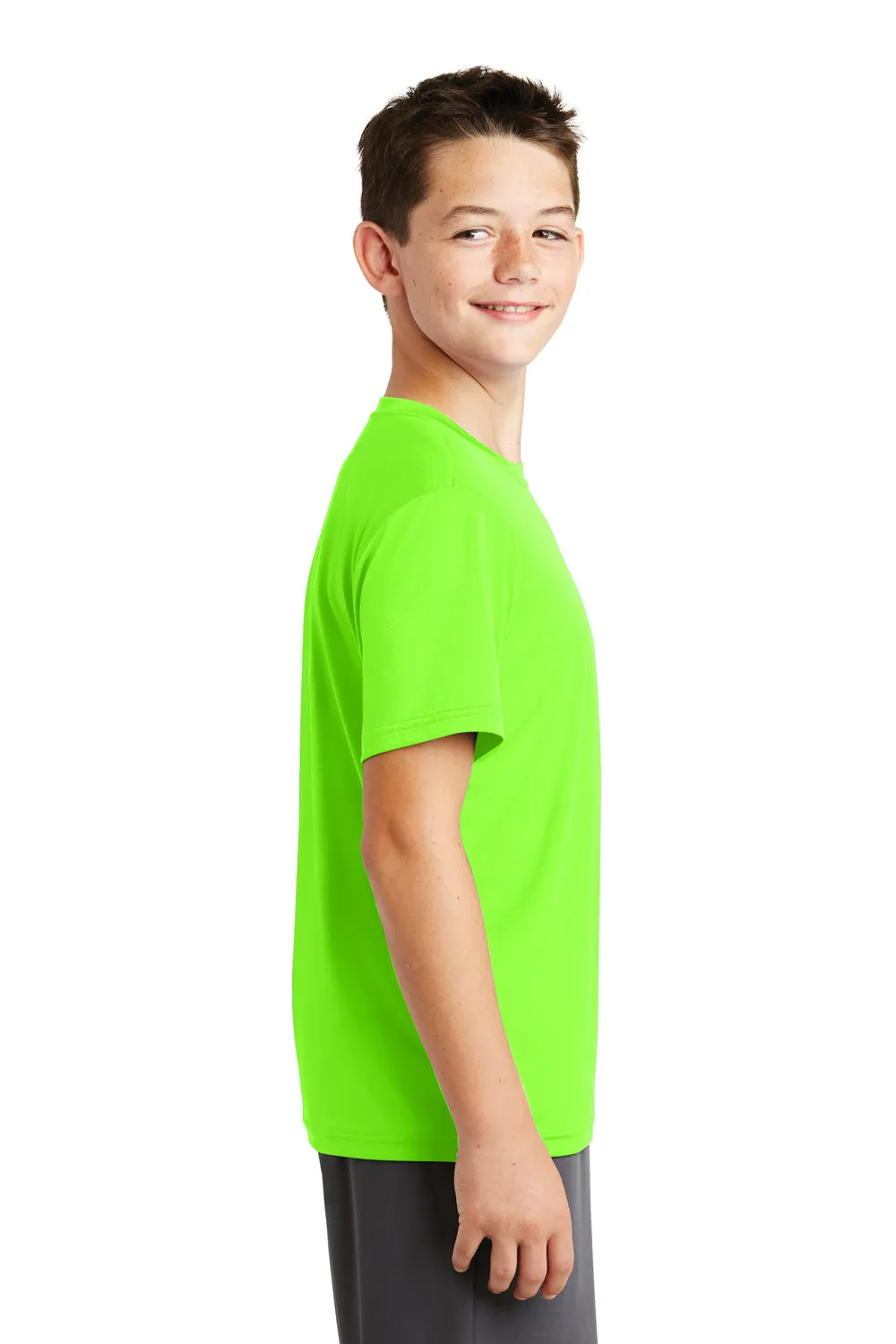 Sport-Tek Youth Tough Moisture Wicking Short Sleeve Crewneck T-Shirt - Neon Green - Closeout