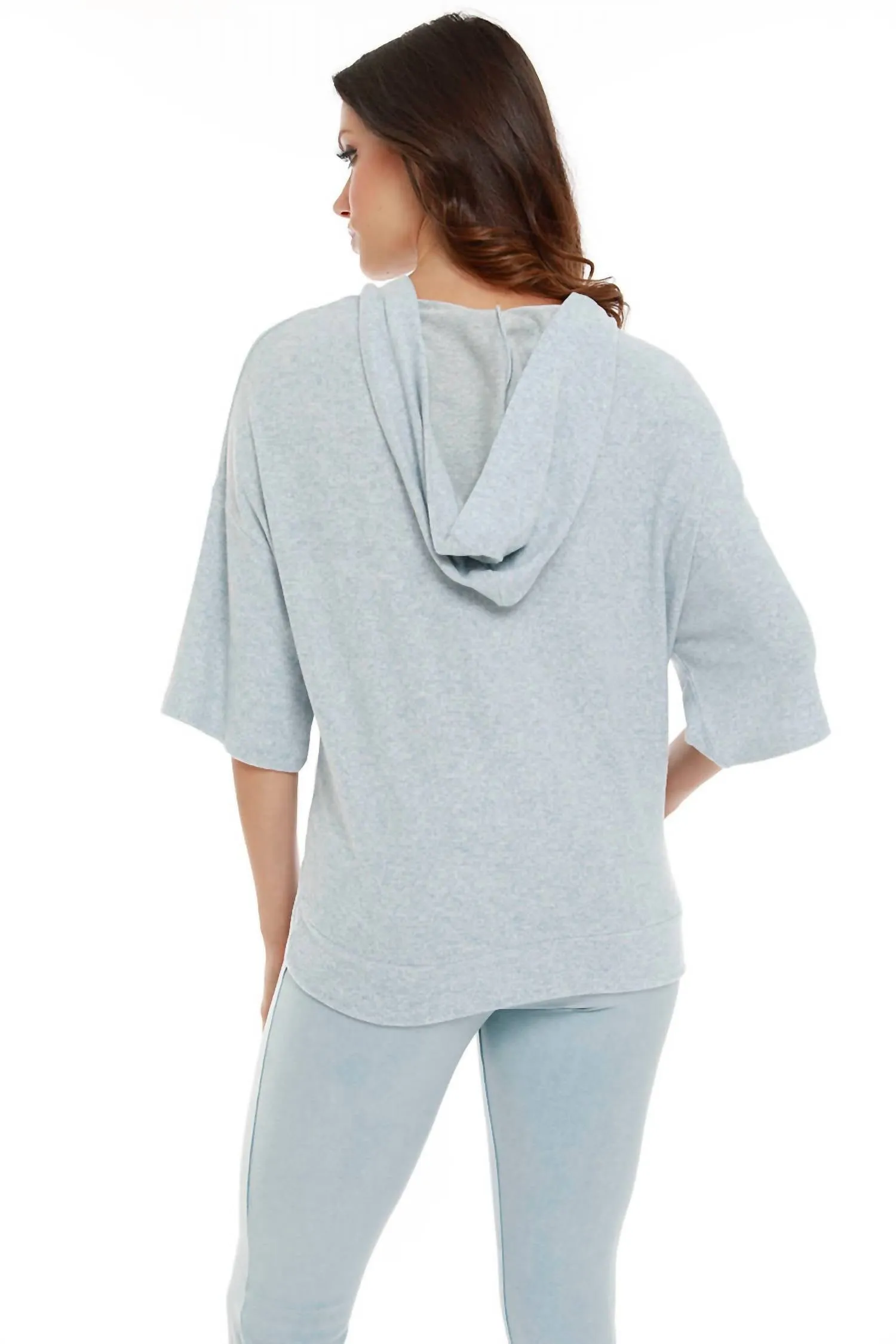 Stella Kashmira Short Sleeve Hoodie In Sky Blue