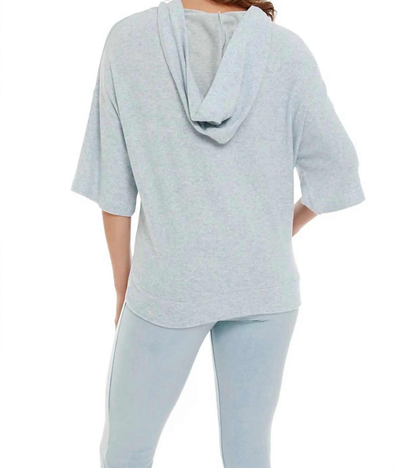 Stella Kashmira Short Sleeve Hoodie In Sky Blue