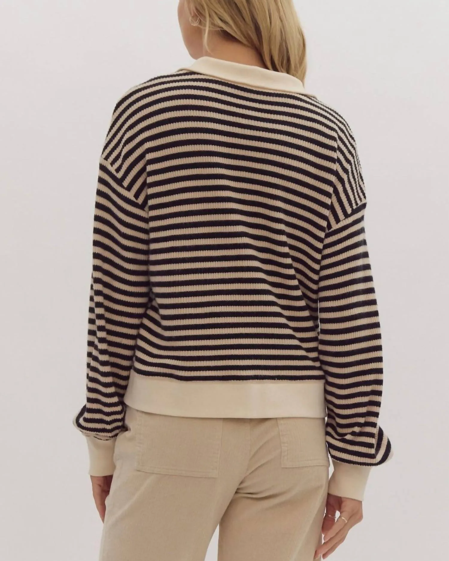 Striped Pullover In Black/cream