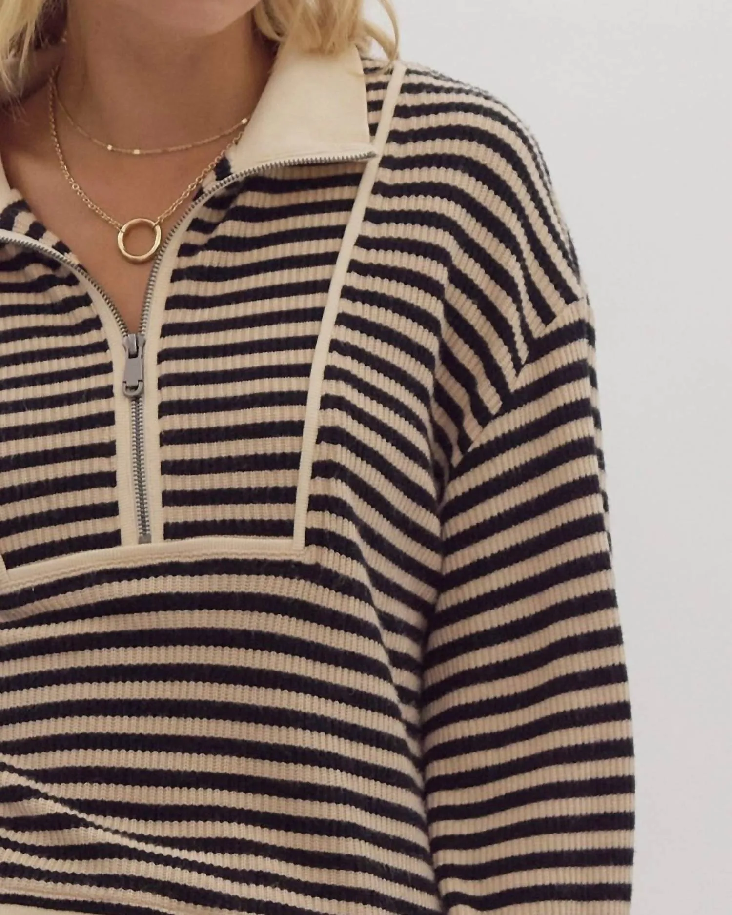 Striped Pullover In Black/cream