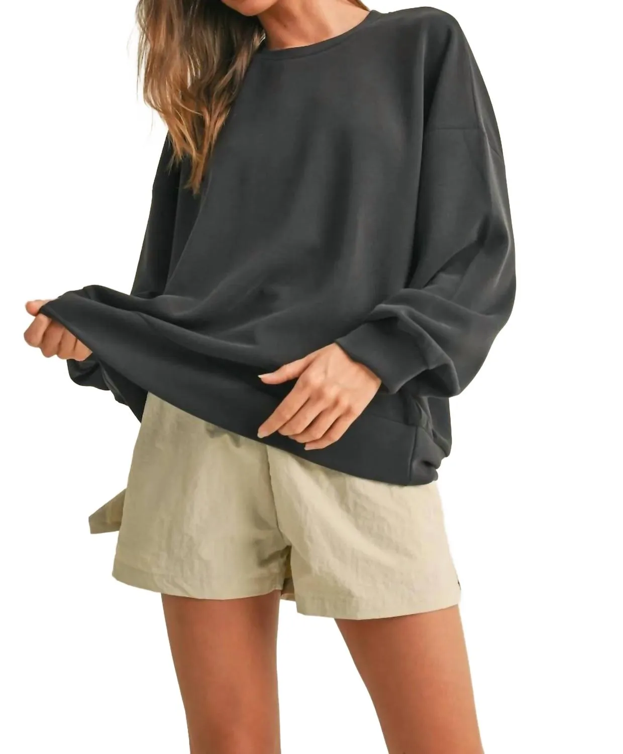 Super Soft Air Scuba Oversized Sweatshirt In Black