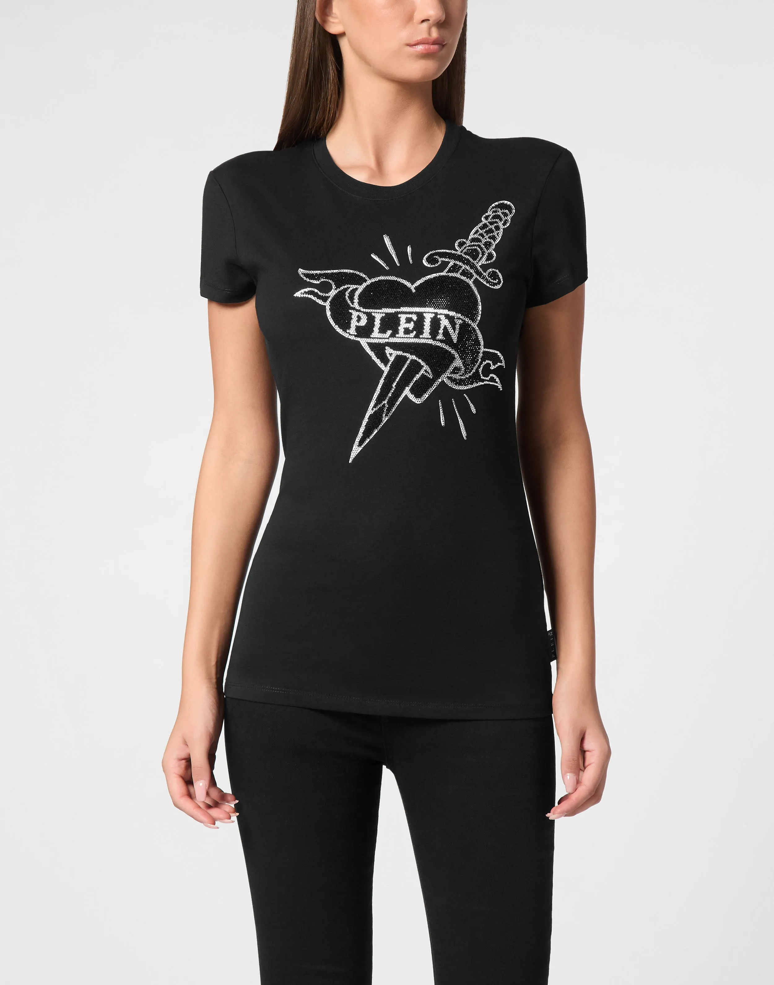 T-Shirt Sexy Pure Round Neck SS Strass Love Plein