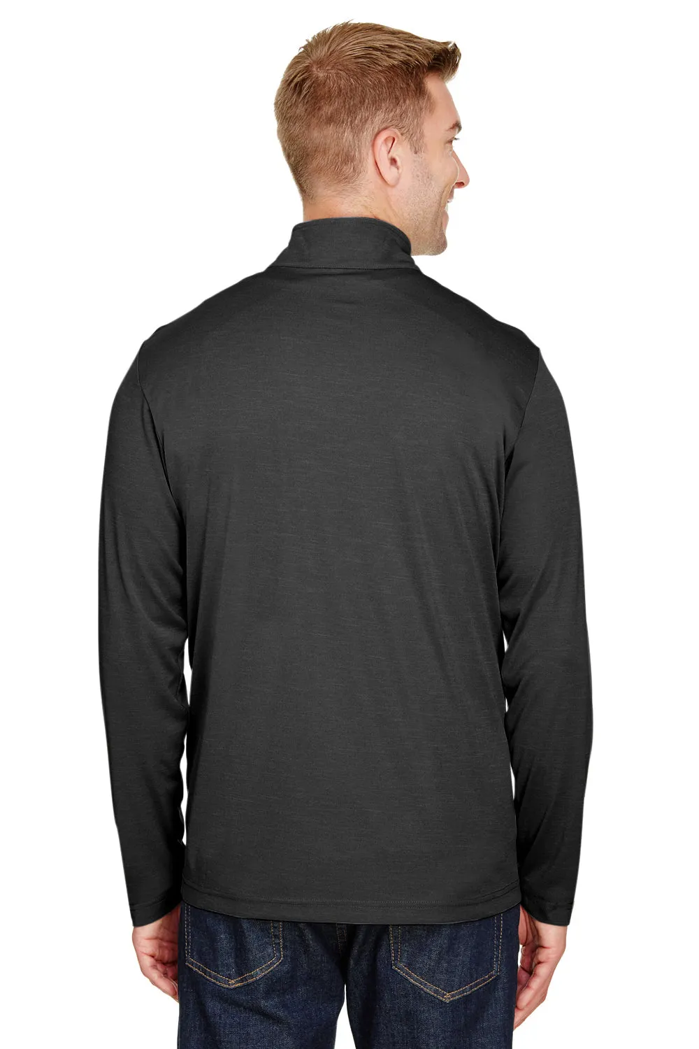 Team 365 Mens Zone Sonic Performance Moisture Wicking 1/4 Zip Sweatshirt - Heather Black