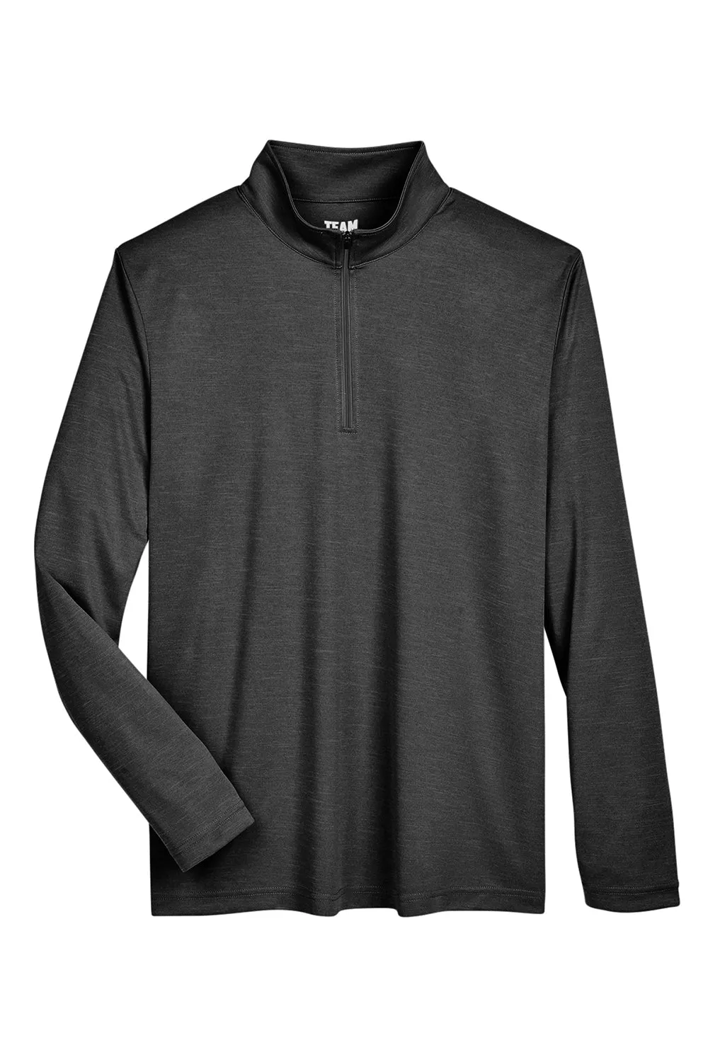 Team 365 Mens Zone Sonic Performance Moisture Wicking 1/4 Zip Sweatshirt - Heather Black