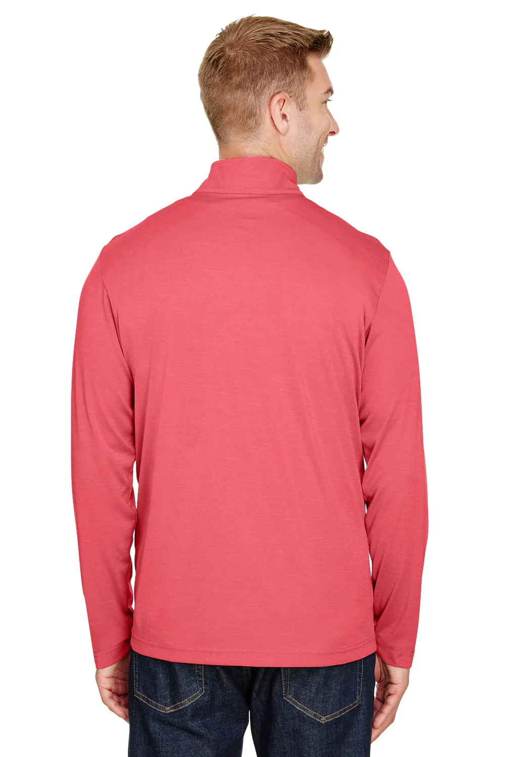 Team 365 Mens Zone Sonic Performance Moisture Wicking 1/4 Zip Sweatshirt - Heather Red