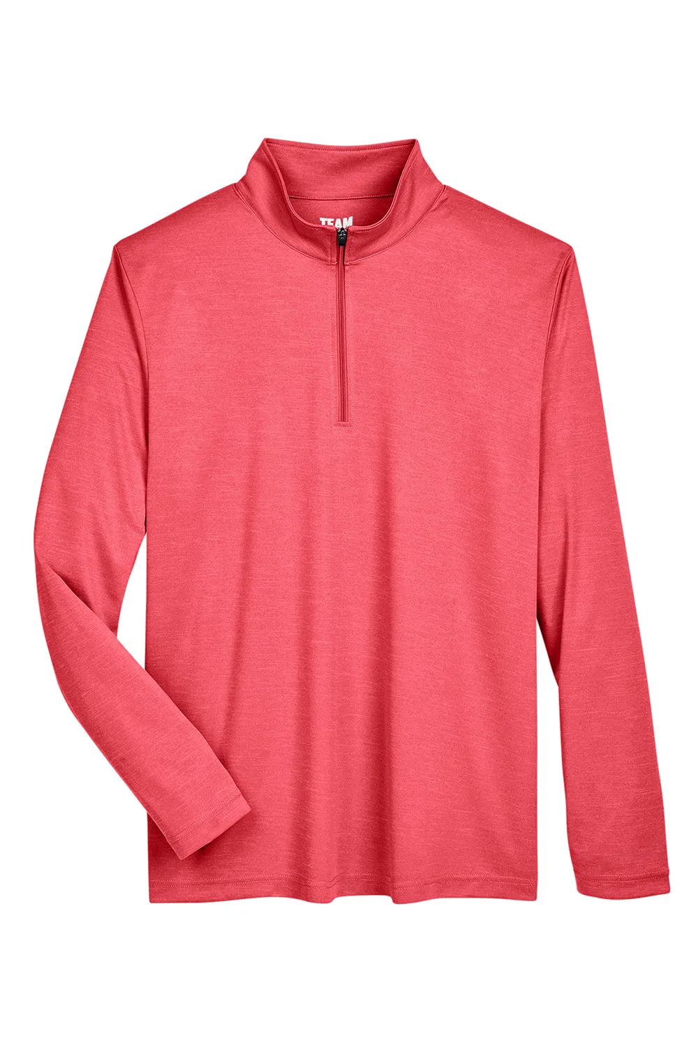 Team 365 Mens Zone Sonic Performance Moisture Wicking 1/4 Zip Sweatshirt - Heather Red