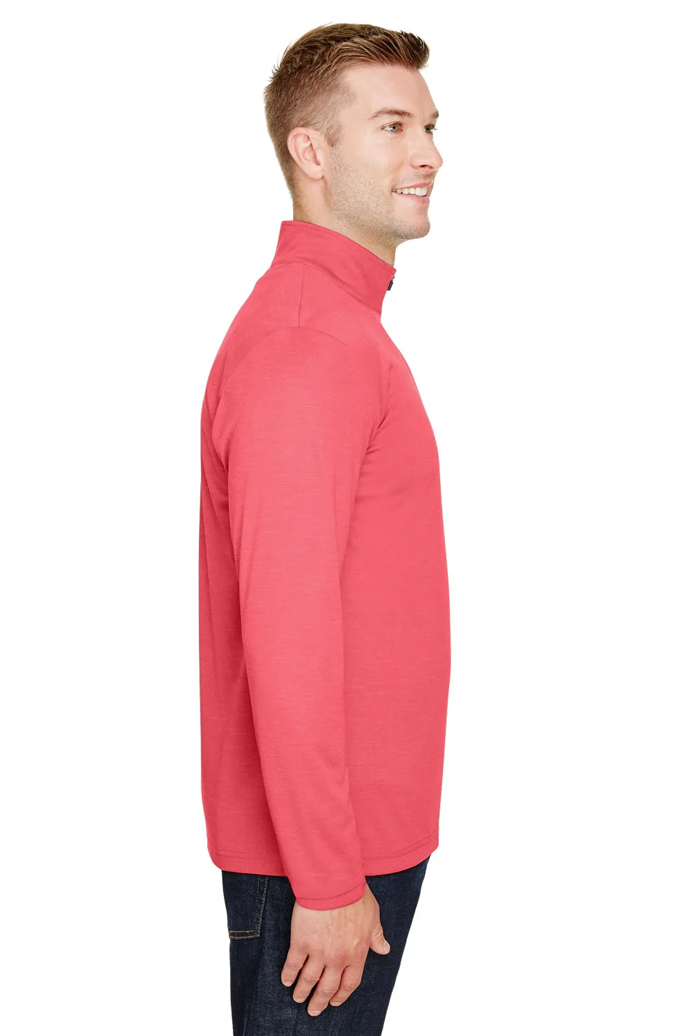 Team 365 Mens Zone Sonic Performance Moisture Wicking 1/4 Zip Sweatshirt - Heather Red