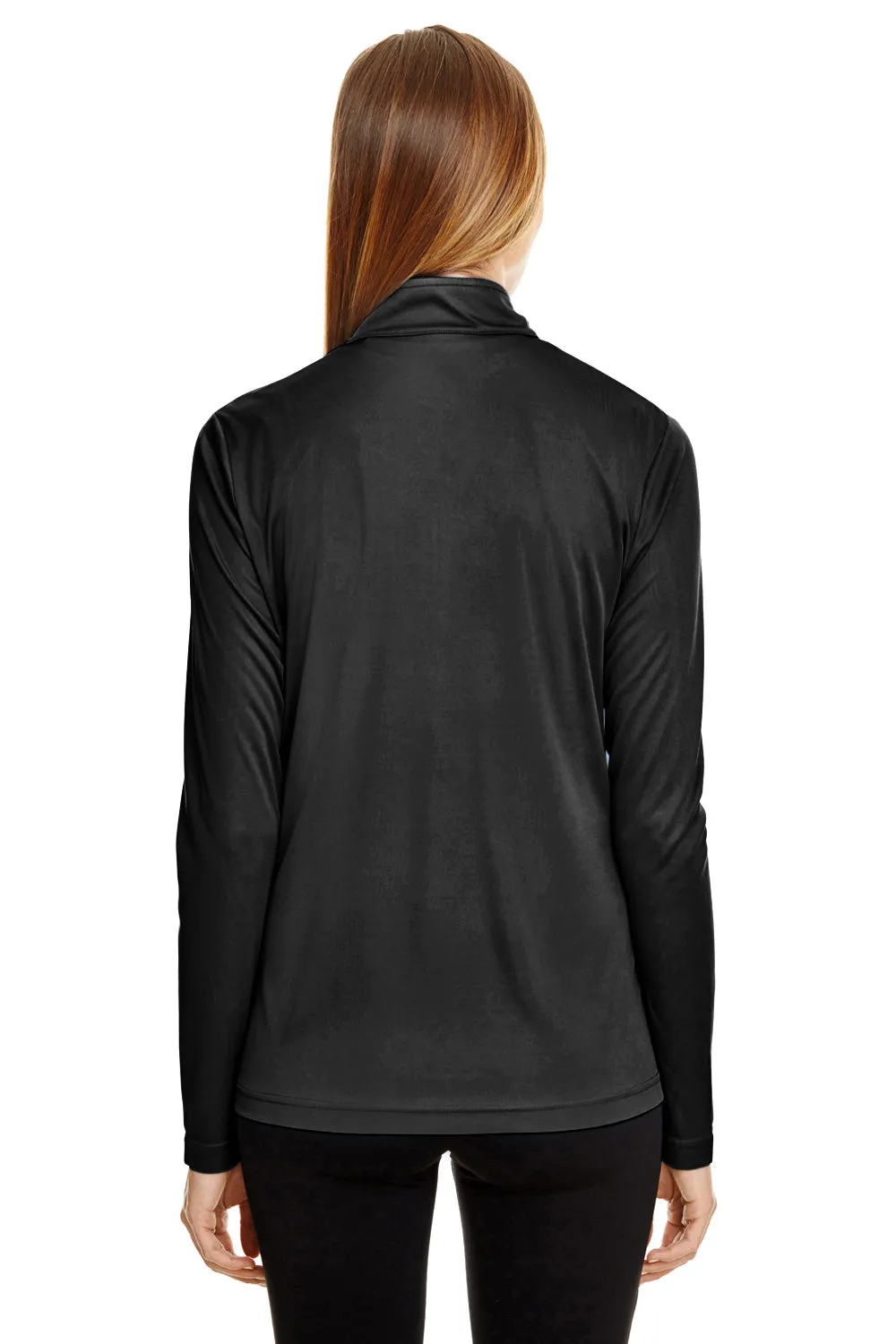 Team 365 Womens Zone Performance Moisture Wicking 1/4 Zip Sweatshirt - Black