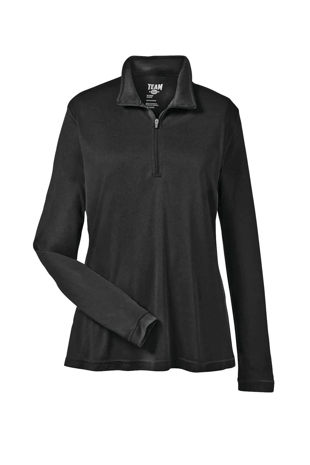 Team 365 Womens Zone Performance Moisture Wicking 1/4 Zip Sweatshirt - Black