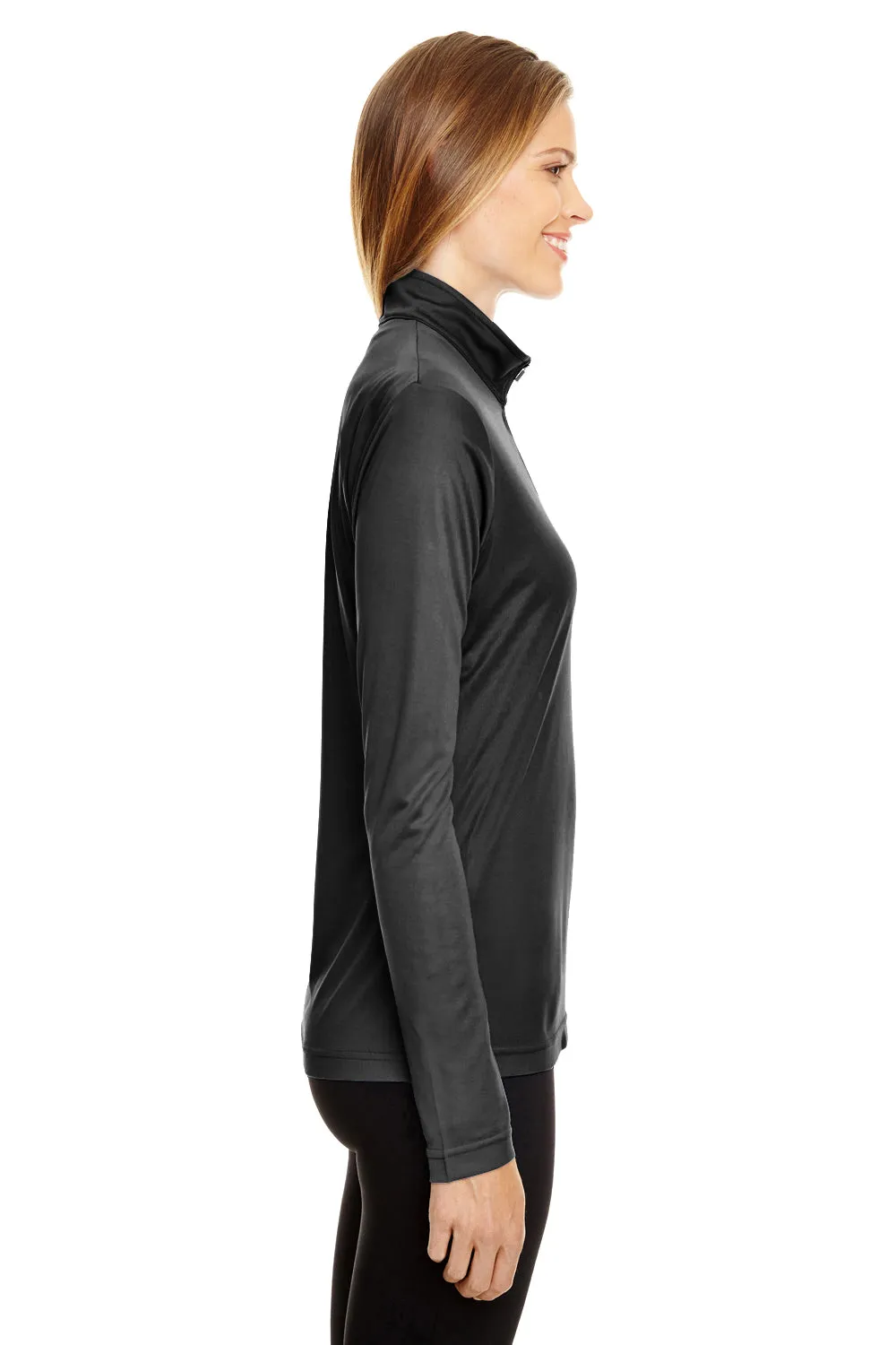 Team 365 Womens Zone Performance Moisture Wicking 1/4 Zip Sweatshirt - Black