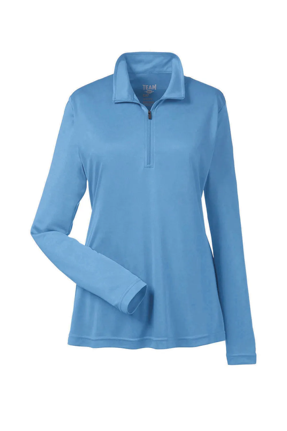 Team 365 Womens Zone Performance Moisture Wicking 1/4 Zip Sweatshirt - Light Blue