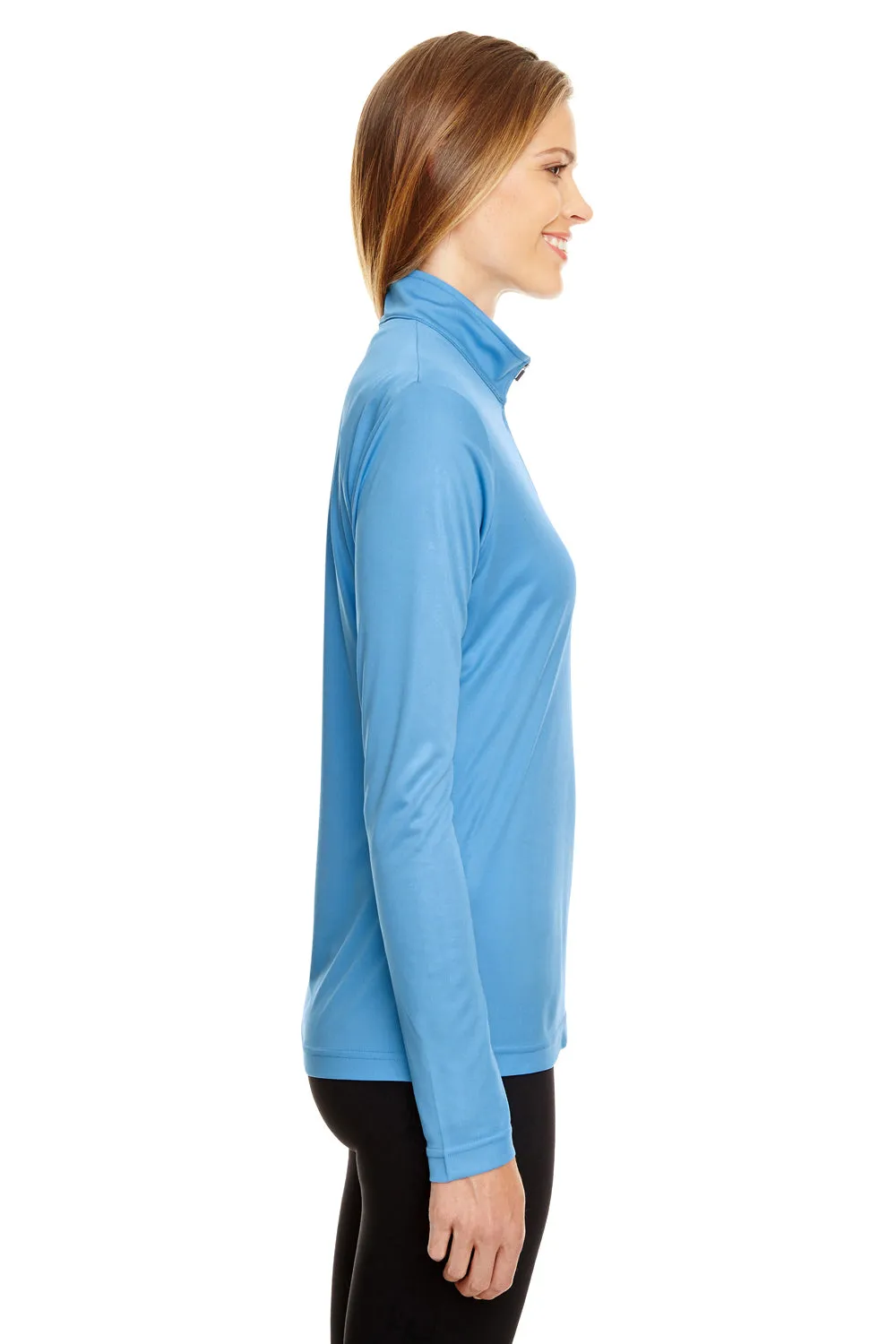 Team 365 Womens Zone Performance Moisture Wicking 1/4 Zip Sweatshirt - Light Blue