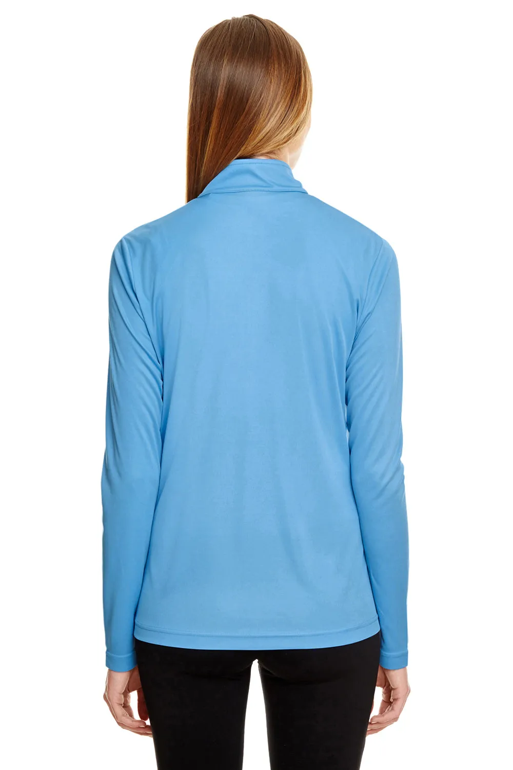 Team 365 Womens Zone Performance Moisture Wicking 1/4 Zip Sweatshirt - Light Blue