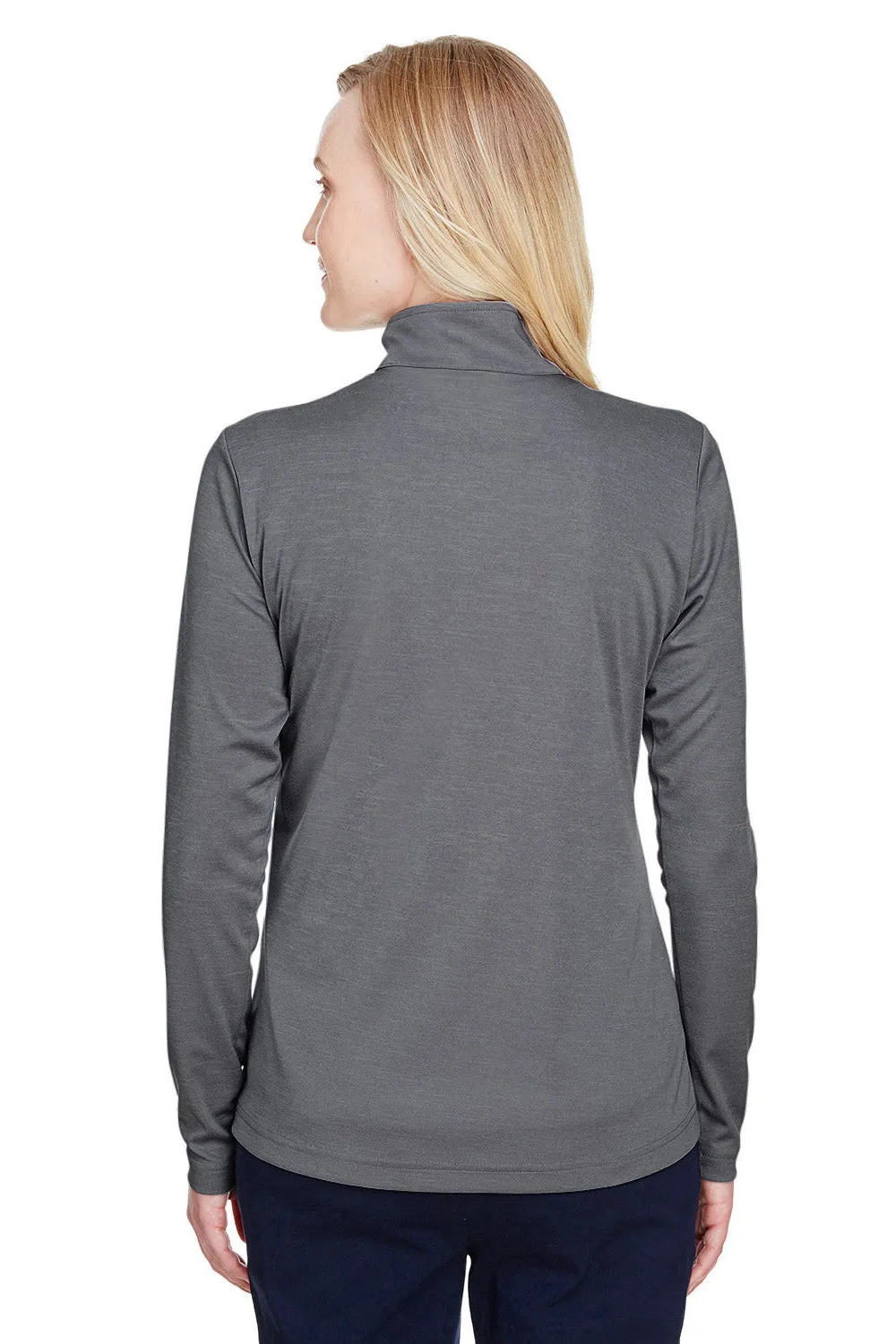 Team 365 Womens Zone Sonic Performance Moisture Wicking 1/4 Zip Sweatshirt - Heather Dark Grey