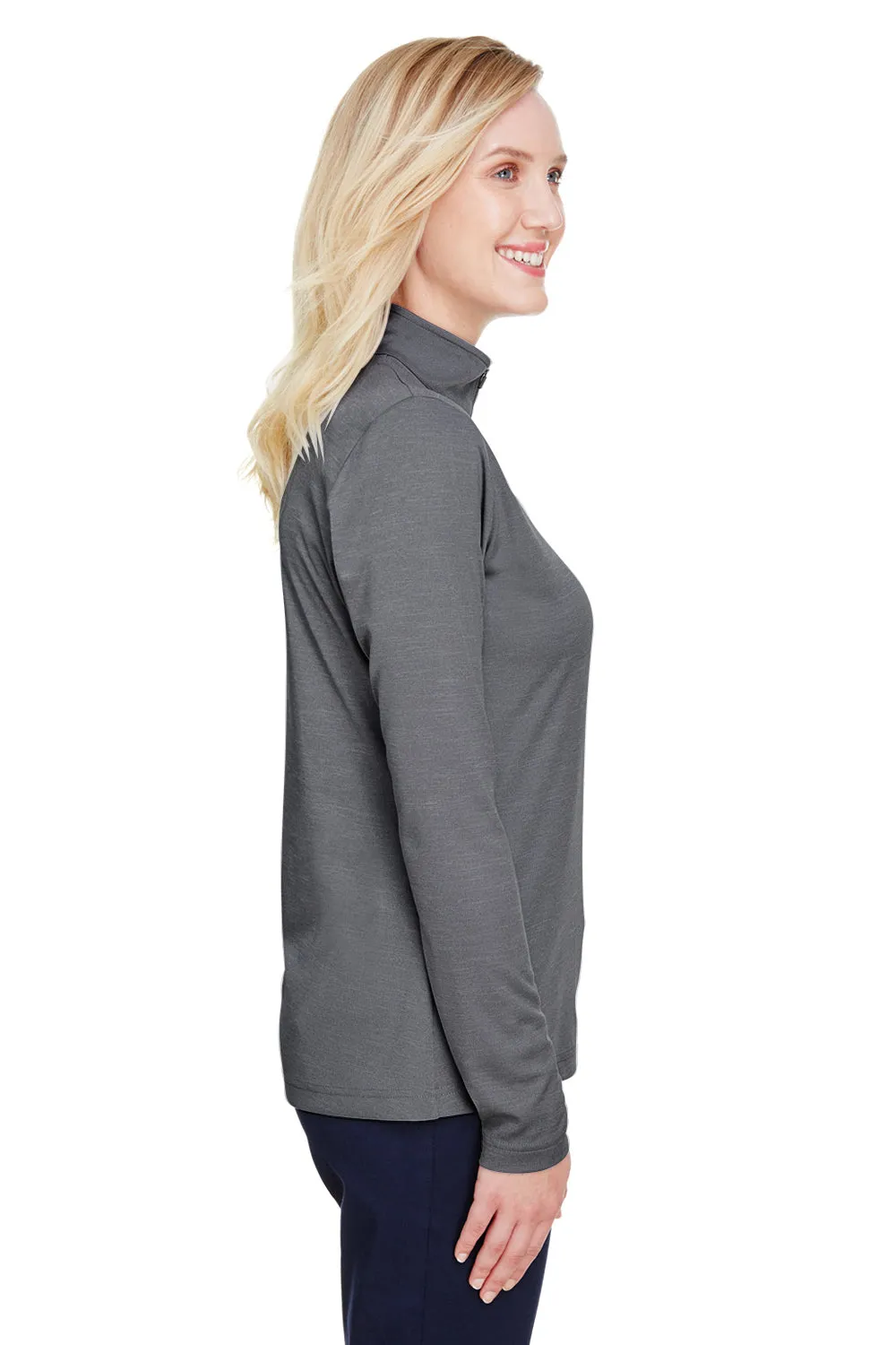 Team 365 Womens Zone Sonic Performance Moisture Wicking 1/4 Zip Sweatshirt - Heather Dark Grey