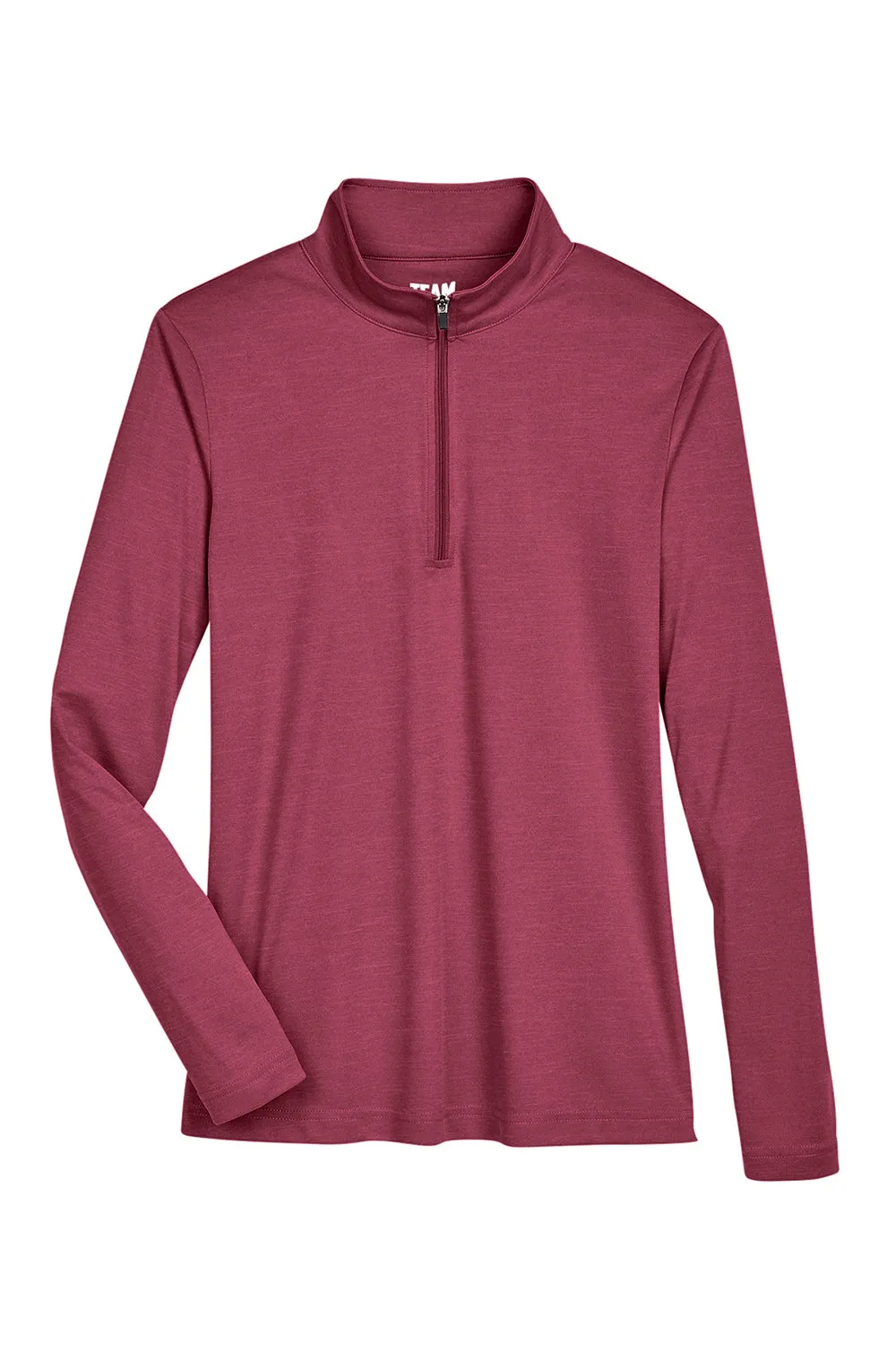Team 365 Womens Zone Sonic Performance Moisture Wicking 1/4 Zip Sweatshirt - Heather Maroon