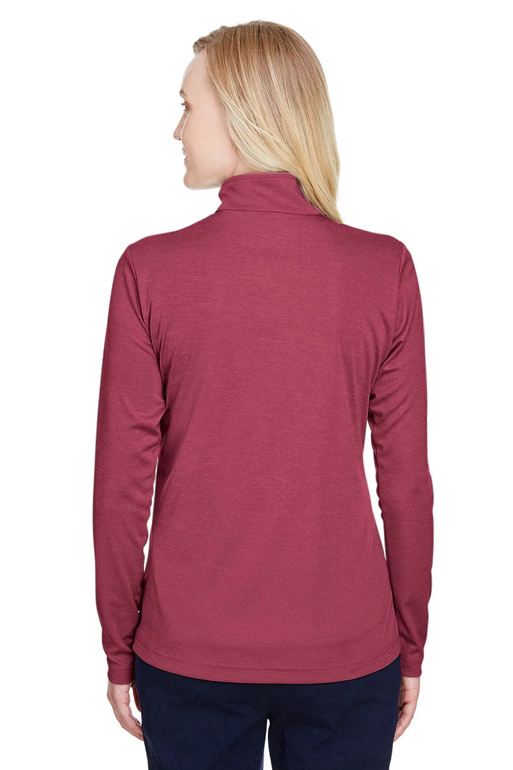 Team 365 Womens Zone Sonic Performance Moisture Wicking 1/4 Zip Sweatshirt - Heather Maroon