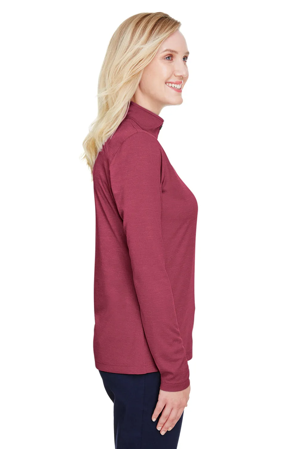 Team 365 Womens Zone Sonic Performance Moisture Wicking 1/4 Zip Sweatshirt - Heather Maroon