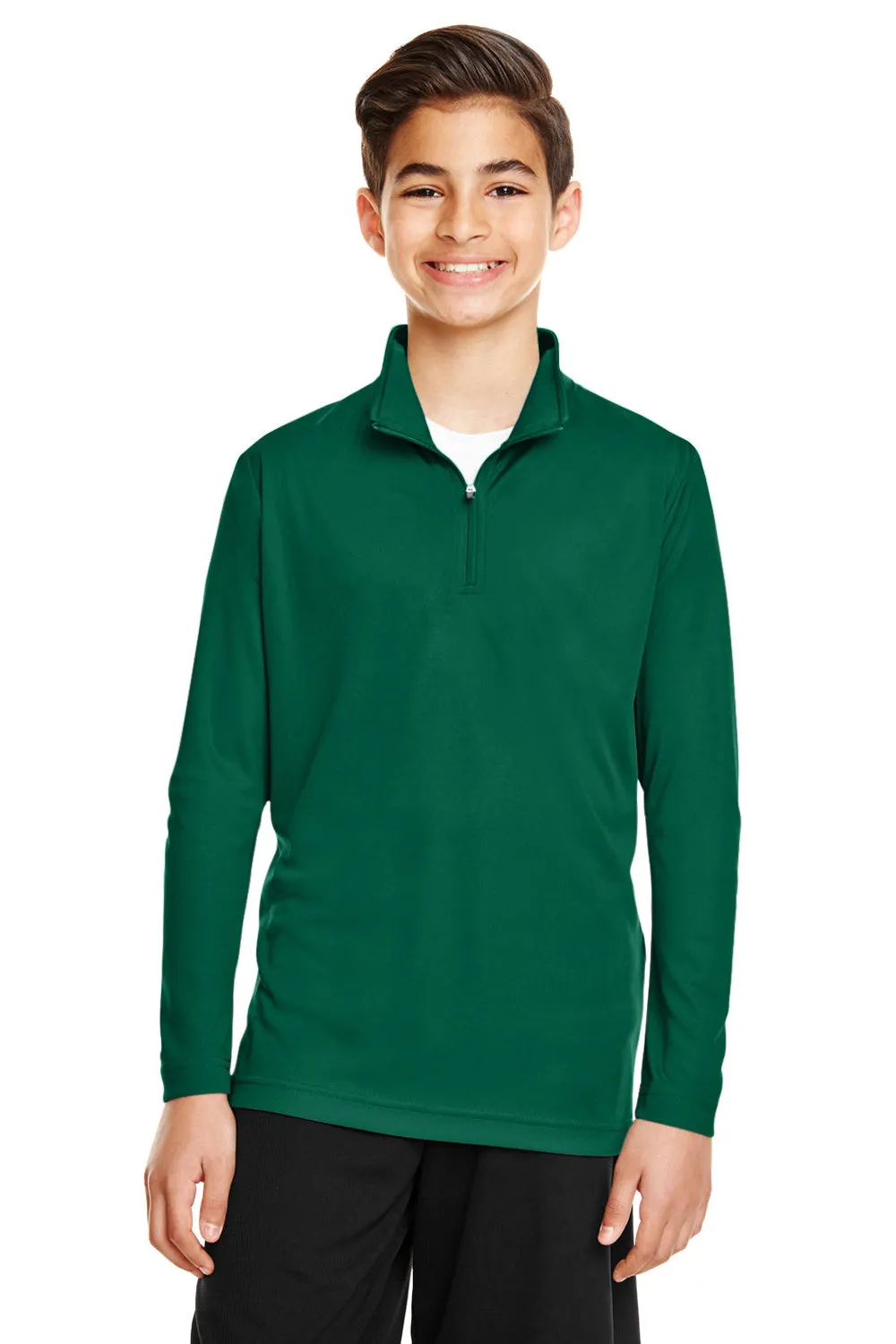 Team 365 Youth Zone Performance Moisture Wicking 1/4 Zip Sweatshirt - Forest Green