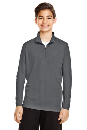 Team 365 Youth Zone Performance Moisture Wicking 1/4 Zip Sweatshirt - Graphite Grey