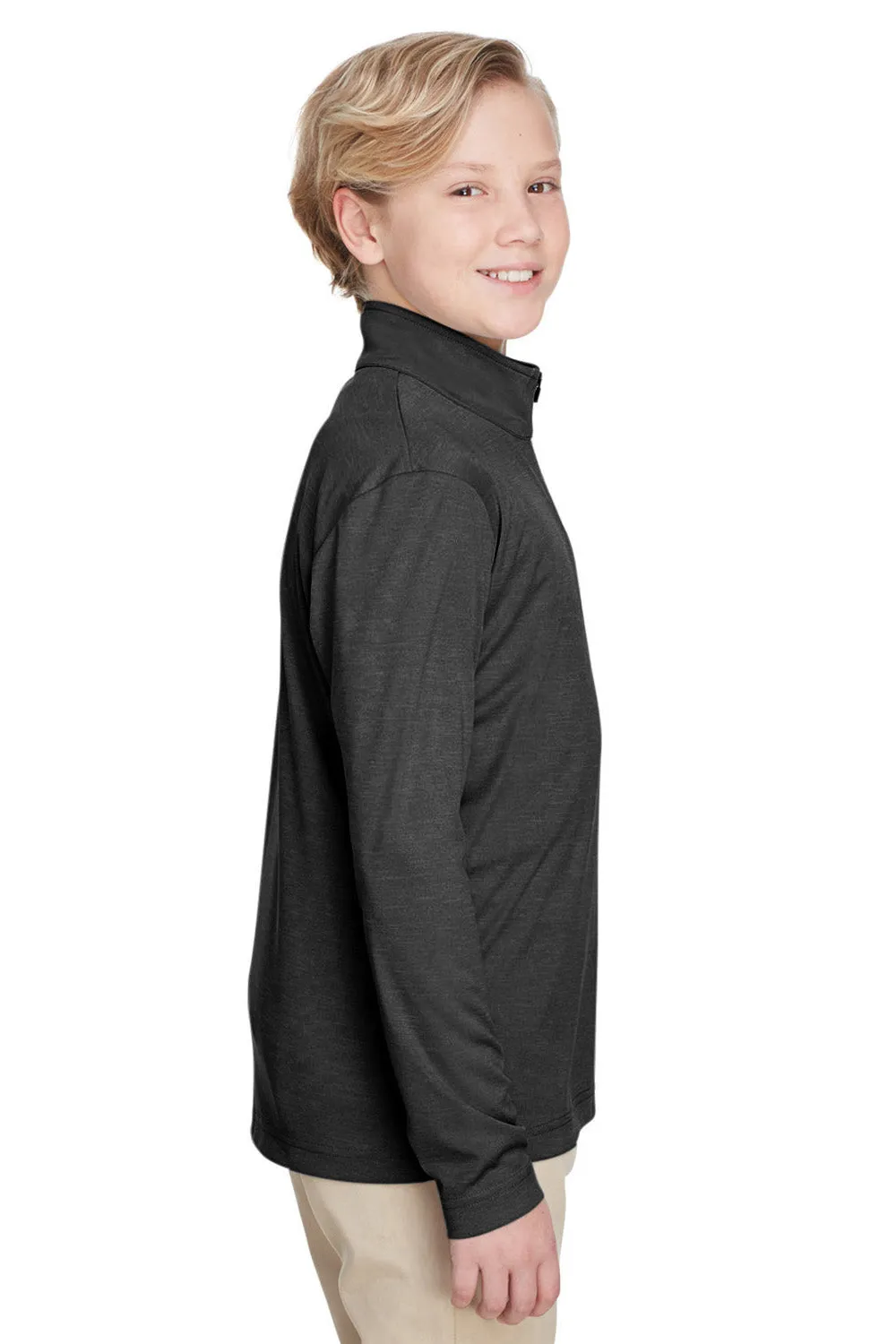 Team 365 Youth Zone Sonic Performance Moisture Wicking 1/4 Zip Sweatshirt - Heather Black