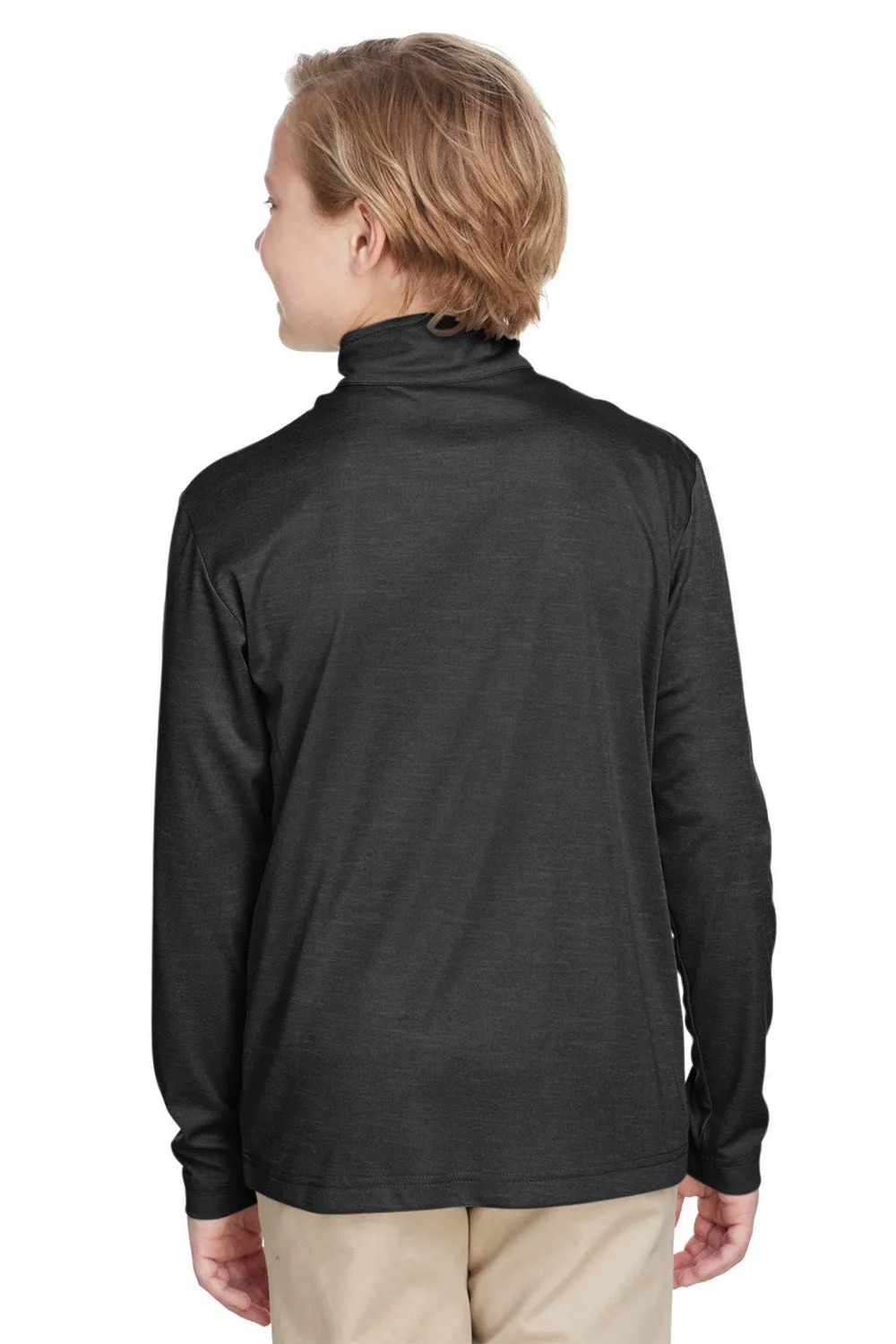 Team 365 Youth Zone Sonic Performance Moisture Wicking 1/4 Zip Sweatshirt - Heather Black