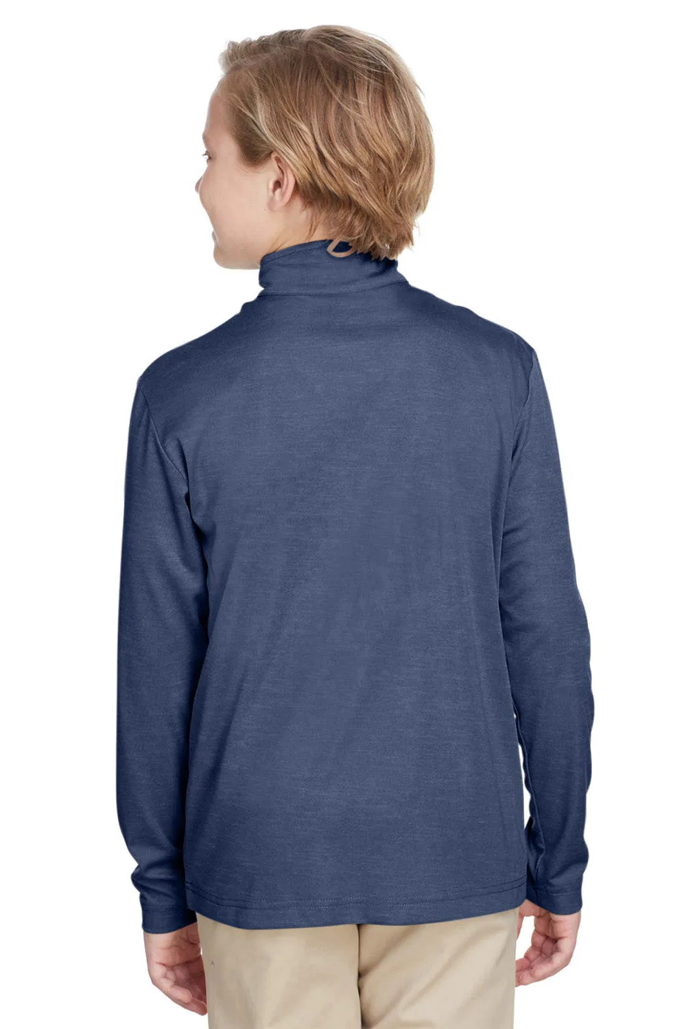 Team 365 Youth Zone Sonic Performance Moisture Wicking 1/4 Zip Sweatshirt - Heather Dark Navy Blue