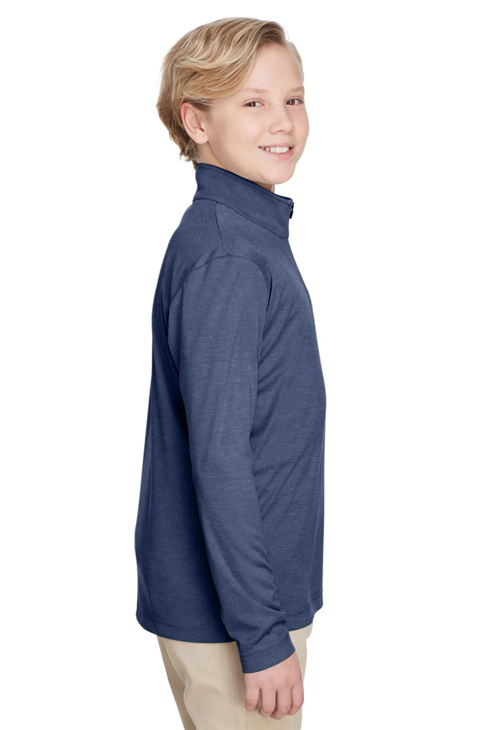 Team 365 Youth Zone Sonic Performance Moisture Wicking 1/4 Zip Sweatshirt - Heather Dark Navy Blue
