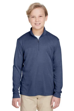 Team 365 Youth Zone Sonic Performance Moisture Wicking 1/4 Zip Sweatshirt - Heather Dark Navy Blue