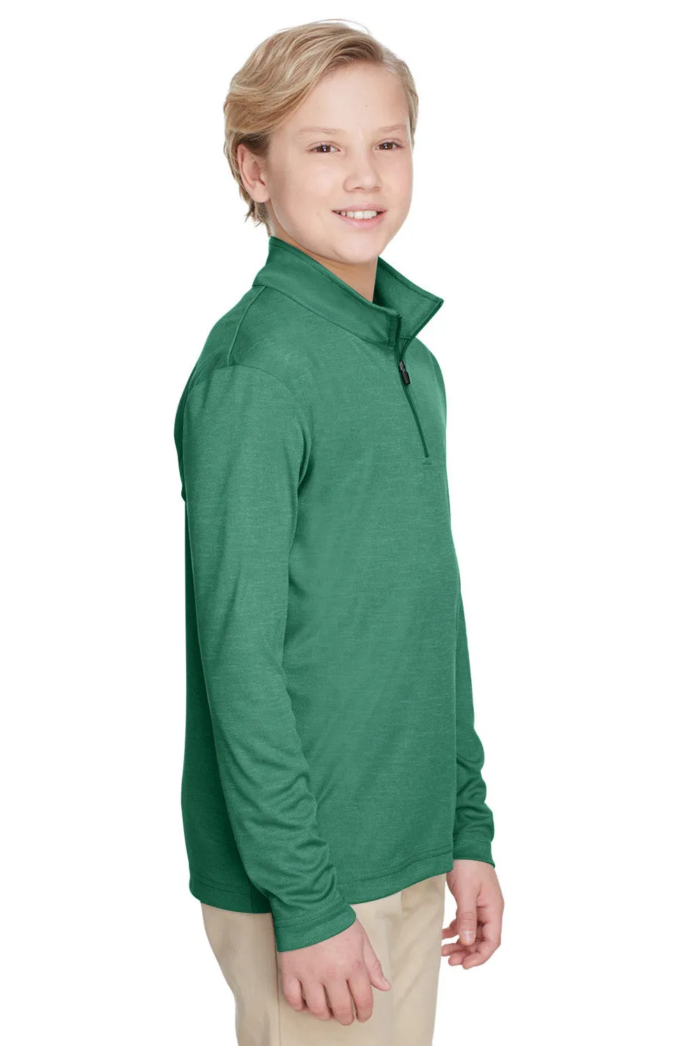 Team 365 Youth Zone Sonic Performance Moisture Wicking 1/4 Zip Sweatshirt - Heather Forest Green