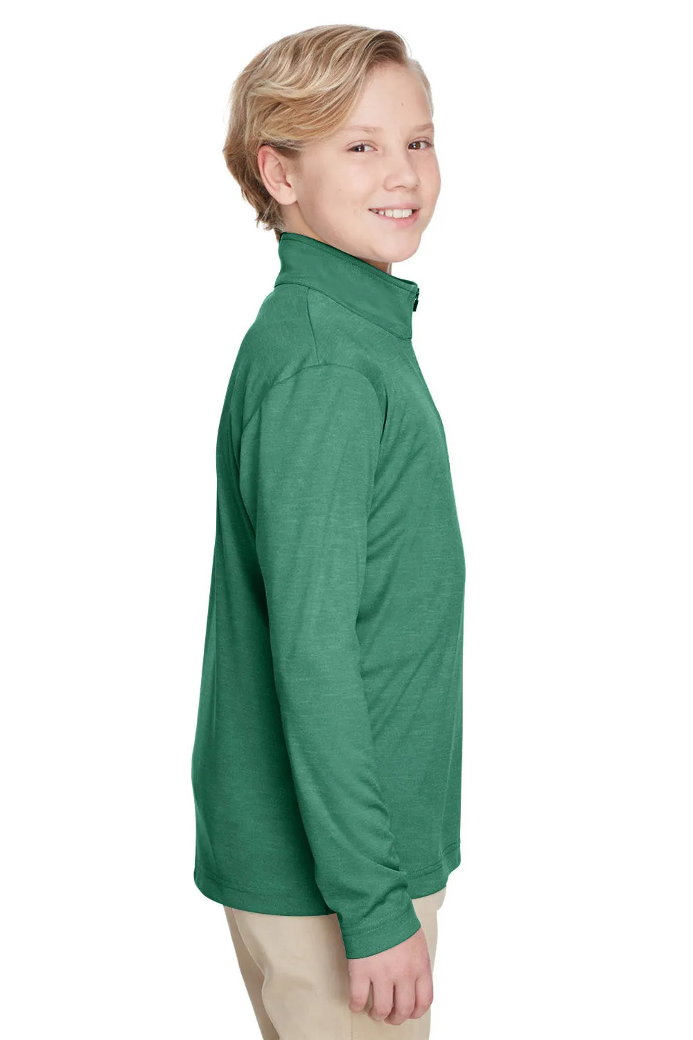Team 365 Youth Zone Sonic Performance Moisture Wicking 1/4 Zip Sweatshirt - Heather Forest Green