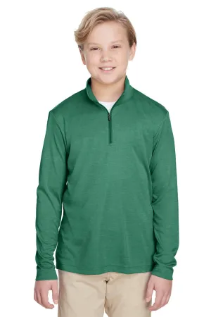 Team 365 Youth Zone Sonic Performance Moisture Wicking 1/4 Zip Sweatshirt - Heather Forest Green