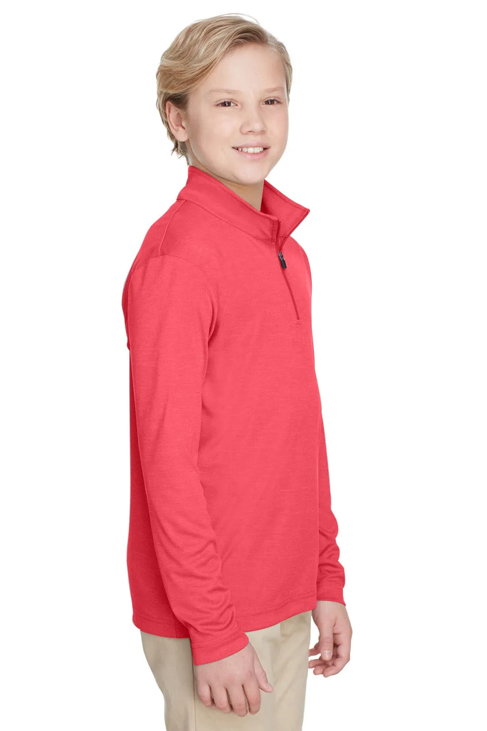 Team 365 Youth Zone Sonic Performance Moisture Wicking 1/4 Zip Sweatshirt - Heather Red