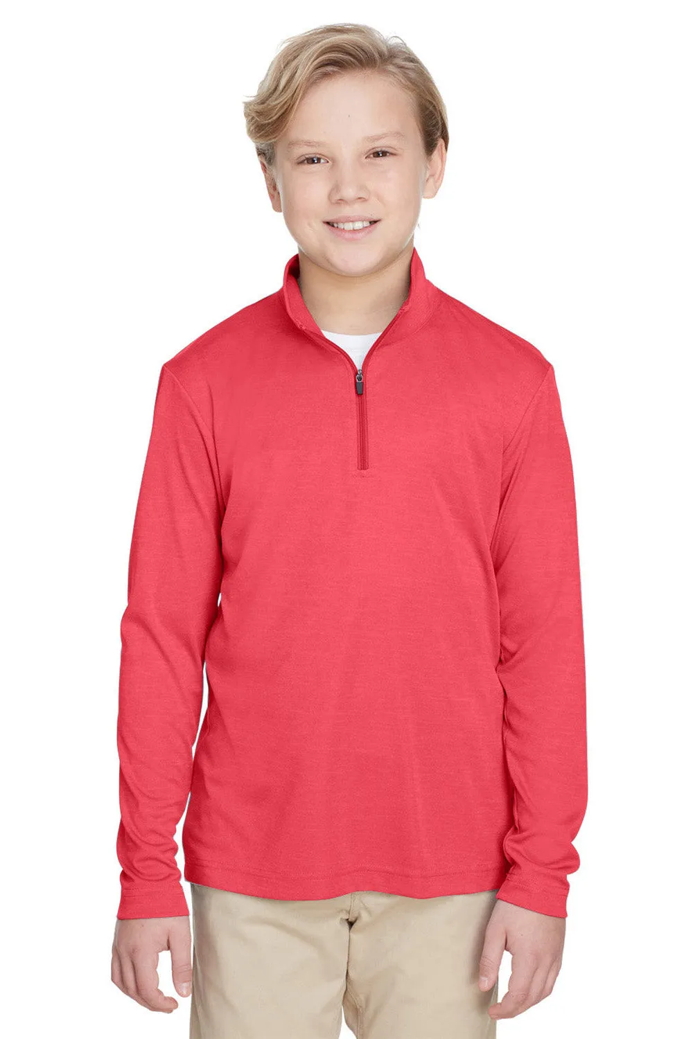Team 365 Youth Zone Sonic Performance Moisture Wicking 1/4 Zip Sweatshirt - Heather Red