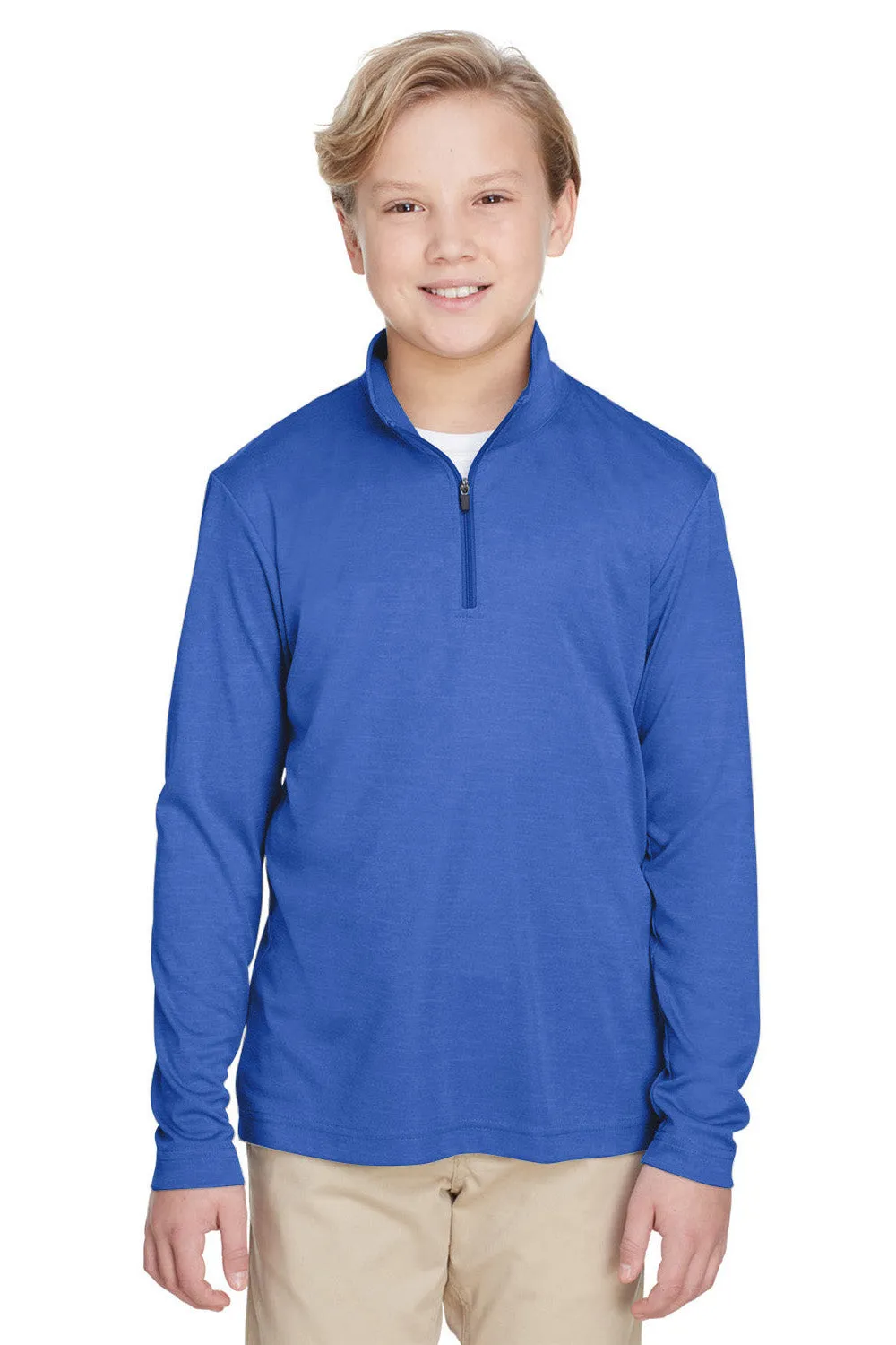 Team 365 Youth Zone Sonic Performance Moisture Wicking 1/4 Zip Sweatshirt - Heather Royal Blue