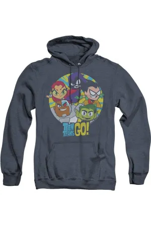 Teen Titans Go Go Go Group Adult Heather Hoodie / Hooded Sweatshirt