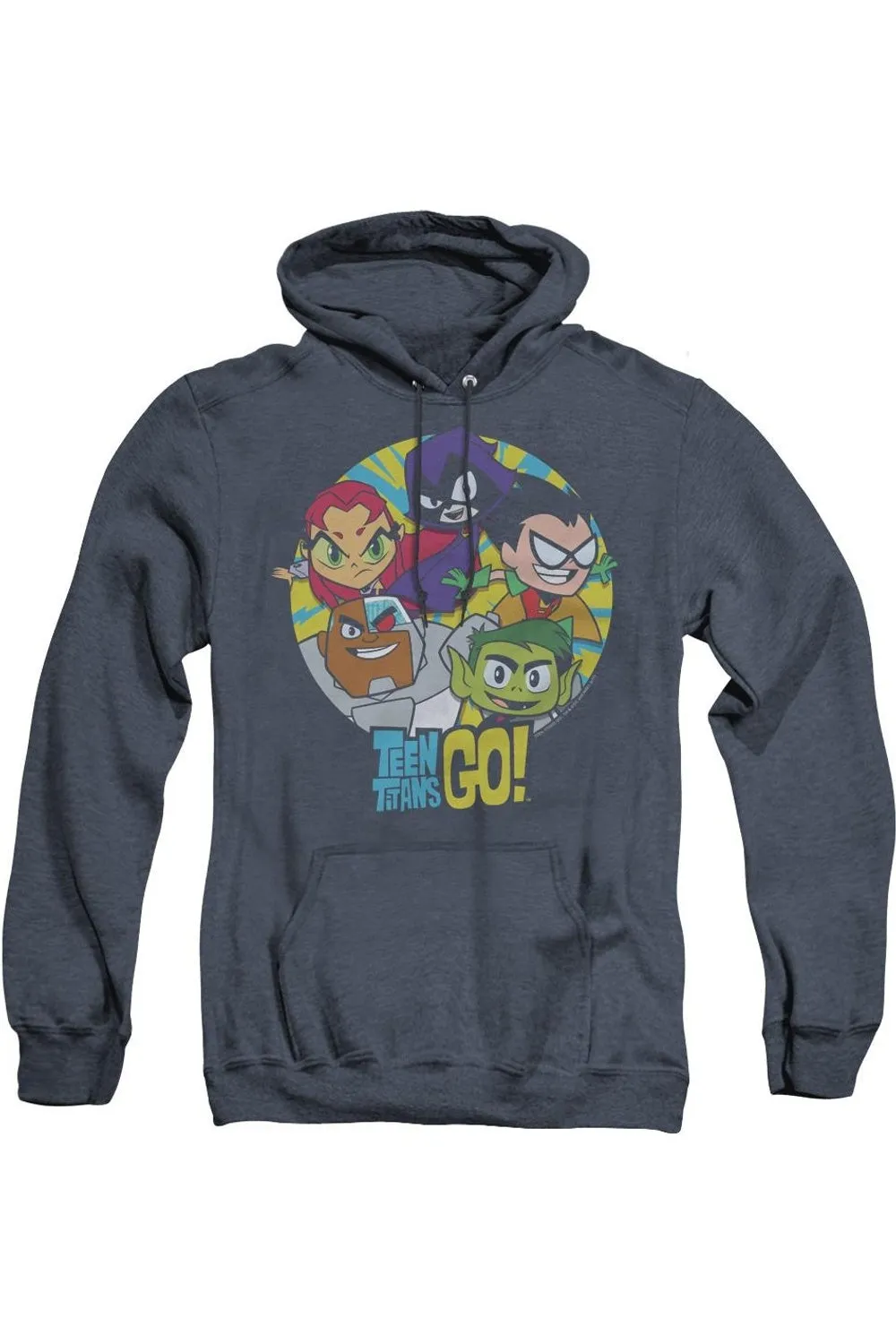 Teen Titans Go Go Go Group Adult Heather Hoodie / Hooded Sweatshirt