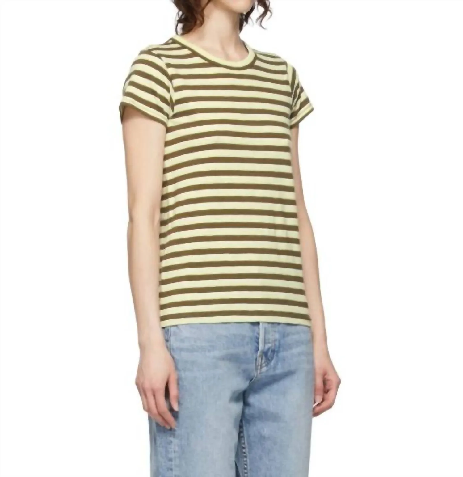 The Slub T-Shirt In Green Stripe