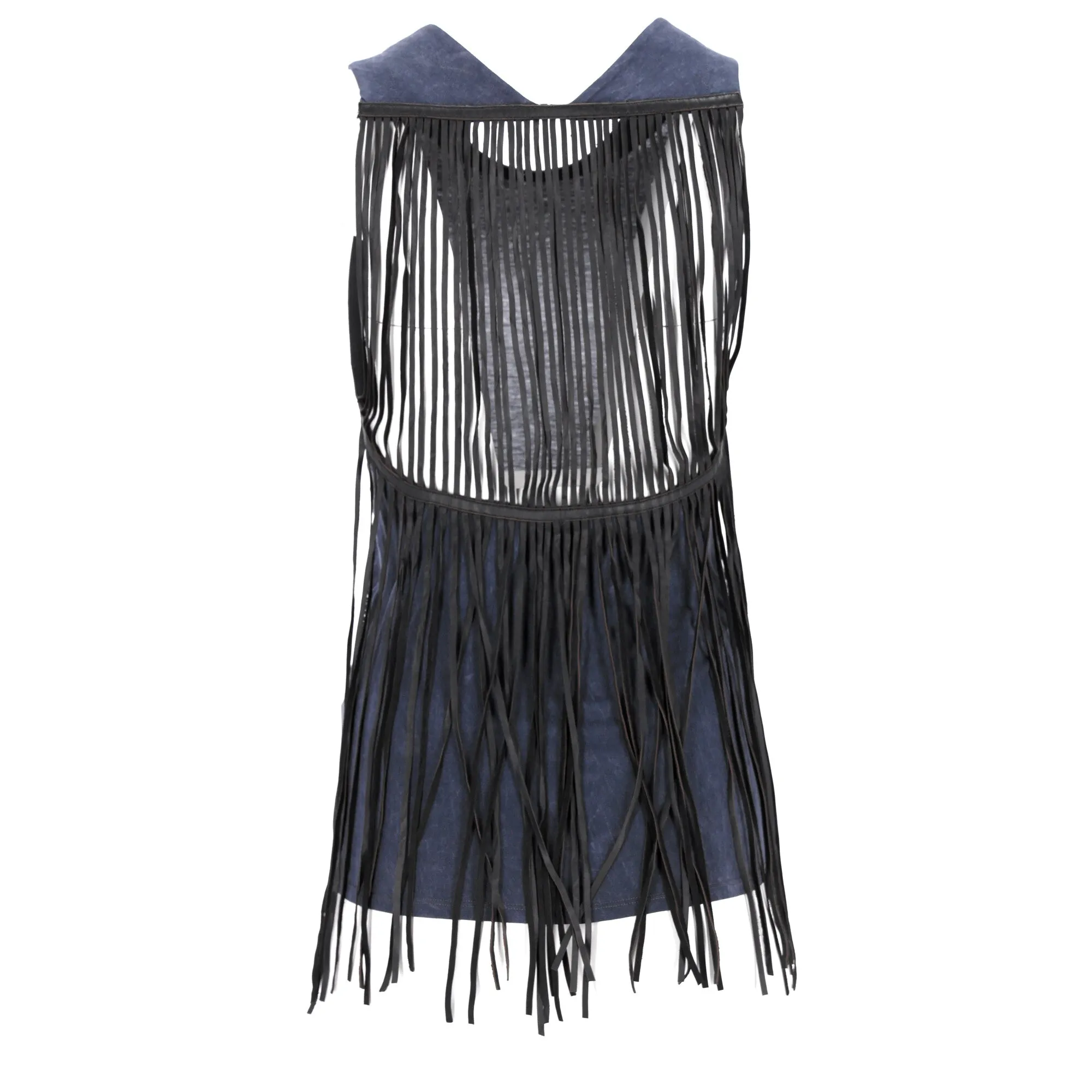 Theyskens' Theory Denim Fringe Detail Tank Top in Blue Cotton