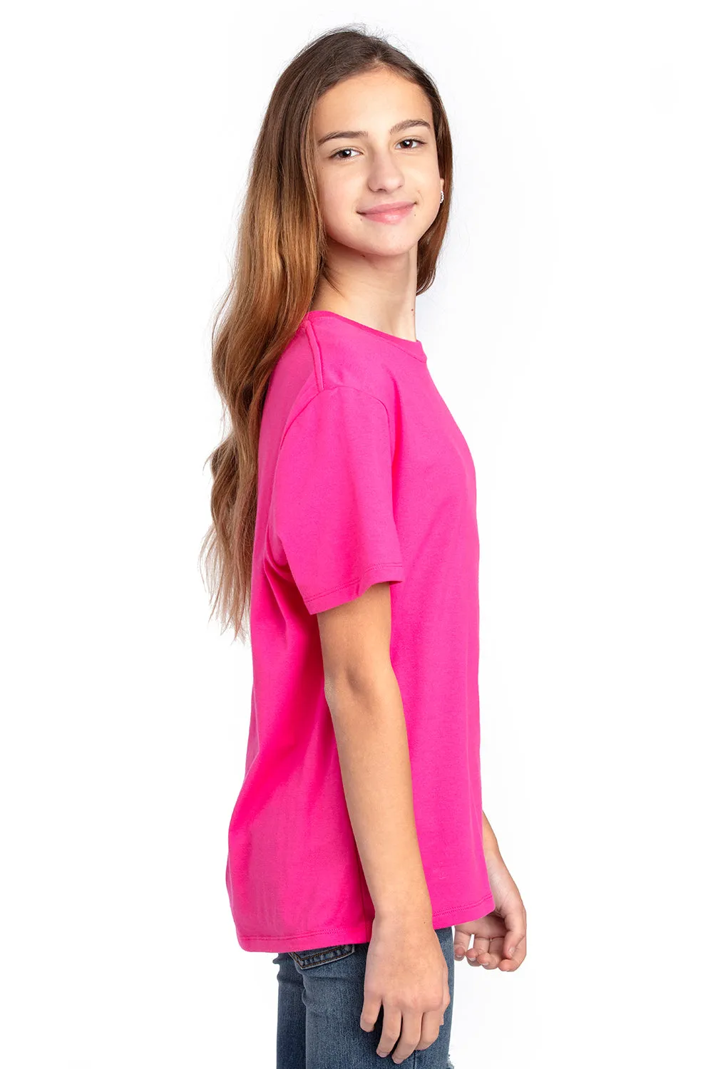 Threadfast Apparel Youth Ultimate Short Sleeve Crewneck T-Shirt - Hot Pink Clothing Threadfast-Apparel