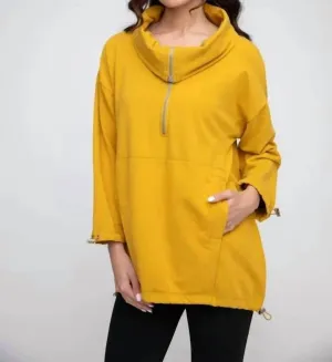 Toggle Zip Pullover In Gold