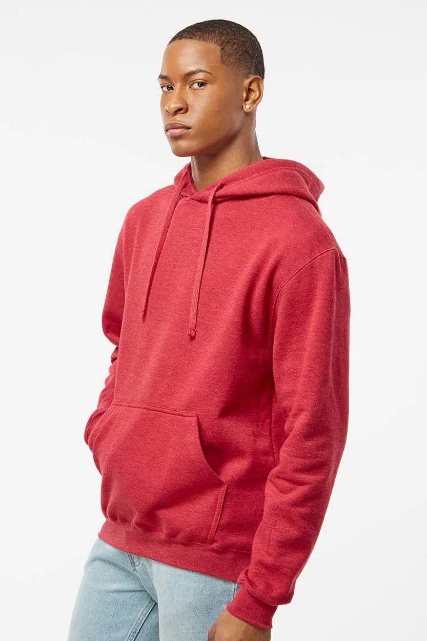 Tultex Mens Fleece Hooded Sweatshirt Hoodie w/ Pouch Pocket - Heather Red