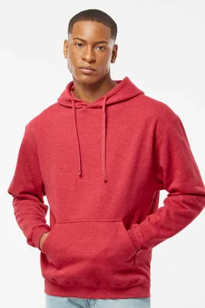 Tultex Mens Fleece Hooded Sweatshirt Hoodie w/ Pouch Pocket - Heather Red