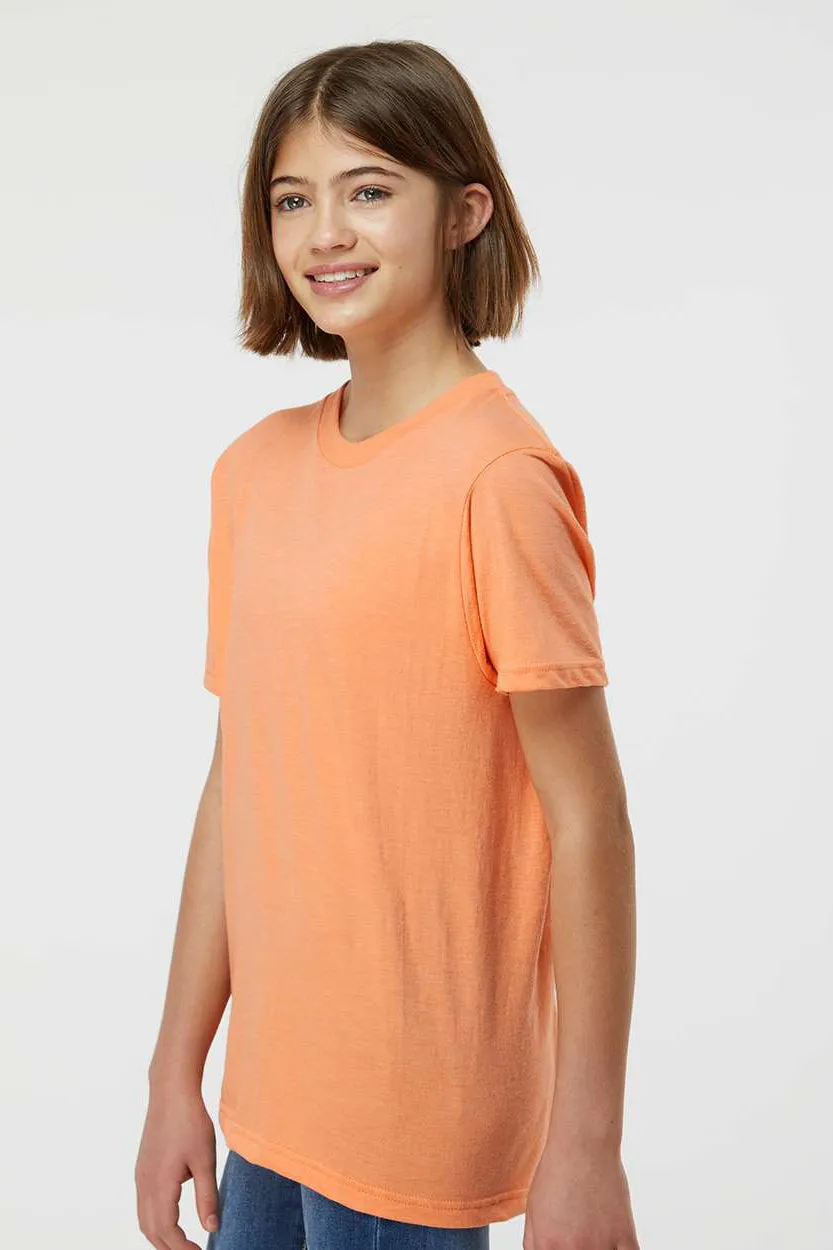 Tultex Youth Fine Jersey Short Sleeve Crewneck T-Shirt - Heather Cantaloupe Orange Clothing Tultex