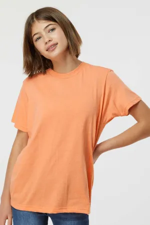 Tultex Youth Fine Jersey Short Sleeve Crewneck T-Shirt - Heather Cantaloupe Orange Clothing Tultex