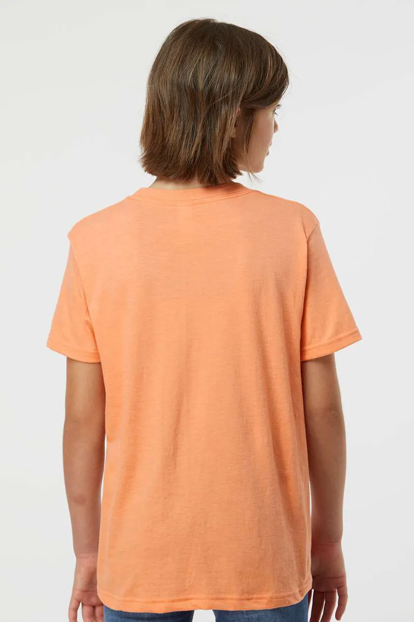 Tultex Youth Fine Jersey Short Sleeve Crewneck T-Shirt - Heather Cantaloupe Orange Clothing Tultex